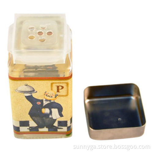 Rectangular Glass Pepper Bottle with Metal Lid and Imprint